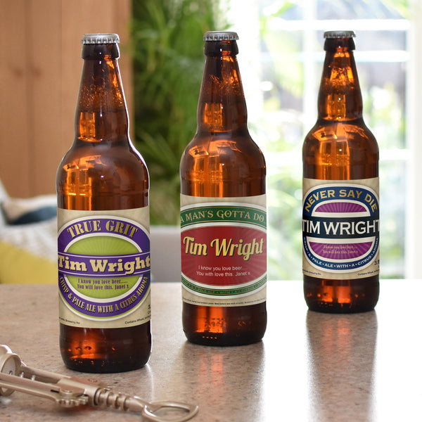 Buy Personalised Man's Virtues Pack of 3 Beer available now at www.giftsfinder.co.uk