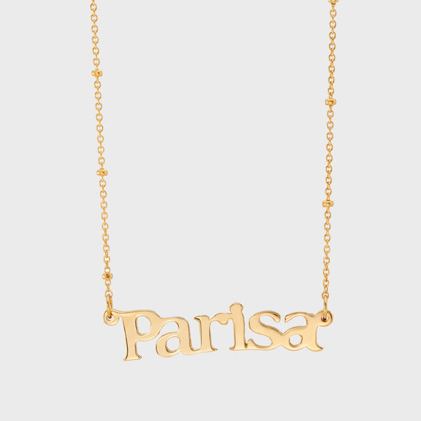 Personalised Name Necklace Satellite Chain Gold Vermeil