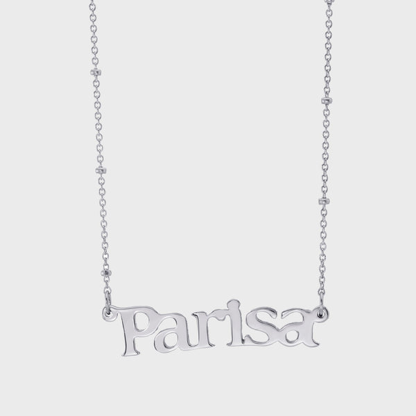 Personalised Name Necklace Satellite Chain Silver