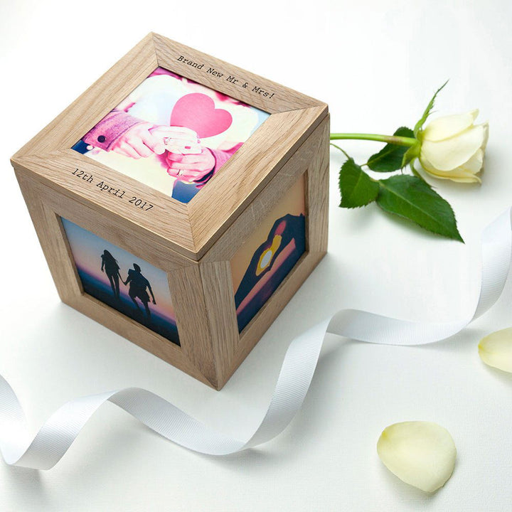 30 Days of Kisses Oak Photo Cube () available to buy now at www.giftsfinder.co.uk