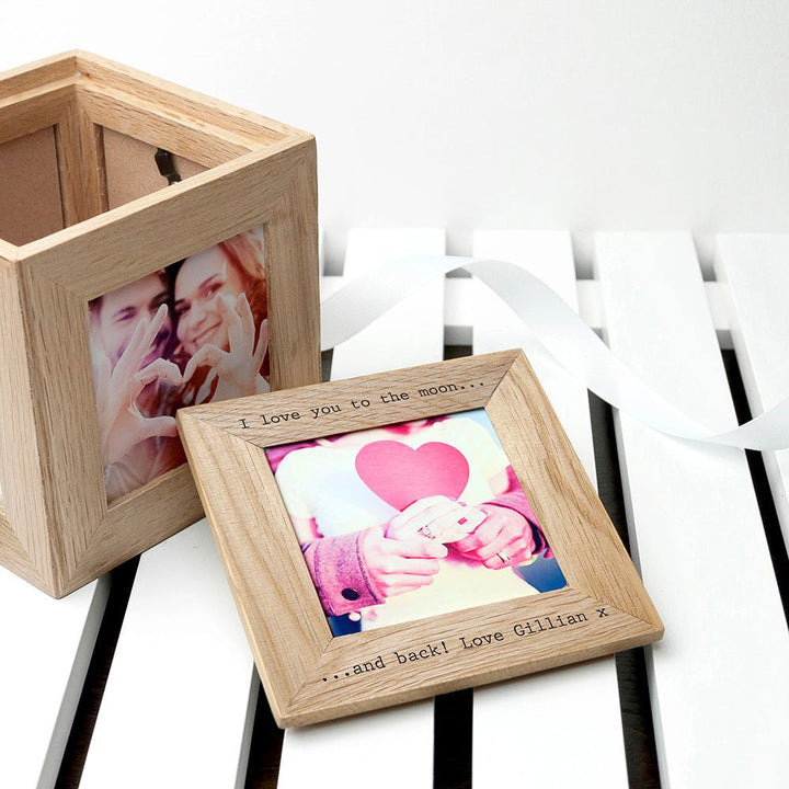 30 Days of Kisses Oak Photo Cube () available to buy now at www.giftsfinder.co.uk