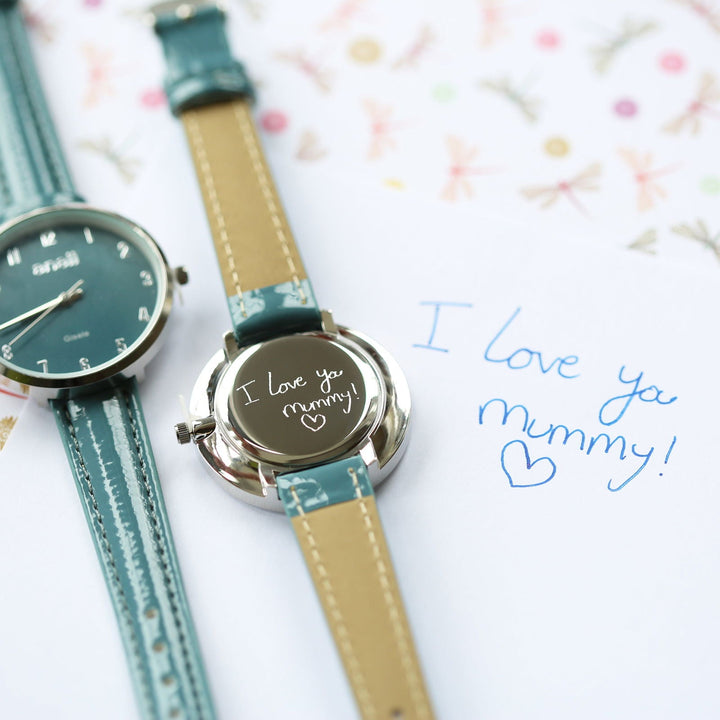 Buy Personalised Anaii Watch Handwriting Engraved Jupiter Teal available now at www.giftsfinder.co.uk