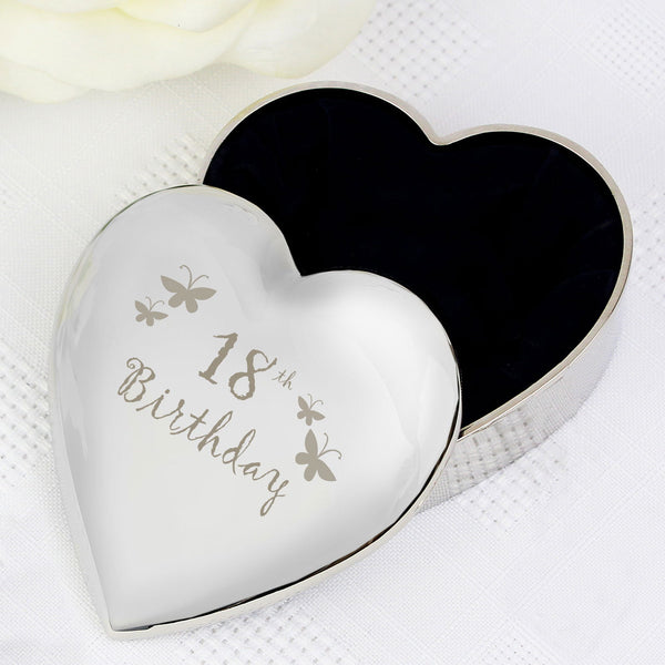 18th Butterflies Heart Trinket Box - available to buy online at www.giftsfinder.co.uk