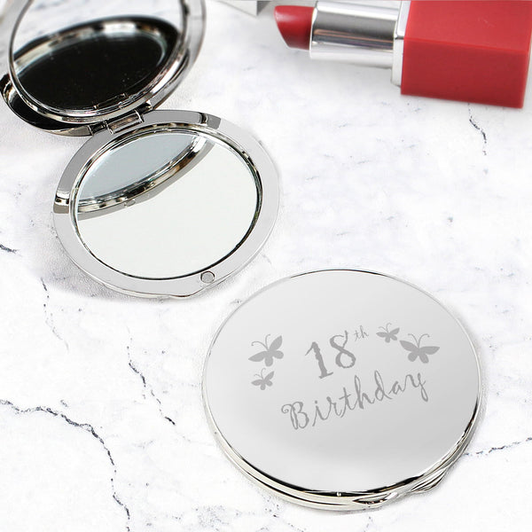 18th Butterfly Round Compact Mirror - available to buy online at www.giftsfinder.co.uk