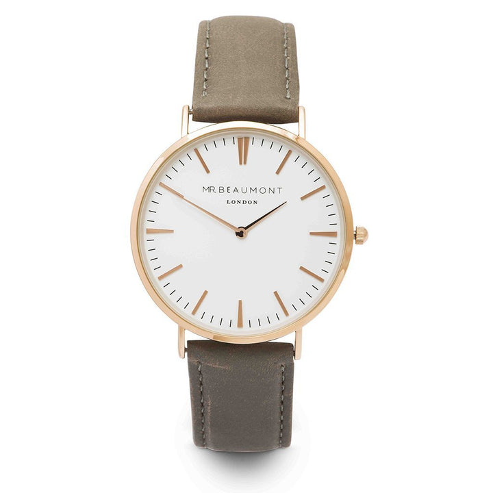 Own Handwriting Mr Beaumont Men's Grey Gold Bezel Watch - 