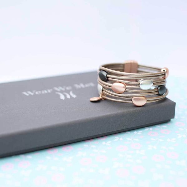 Leather Pebble Bracelet - part of the Personalised Rings collection