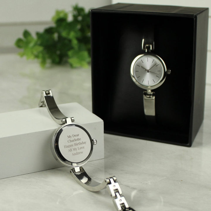 Personalised Silver Ladies Watch With Silver Slider Clasp in gift category 