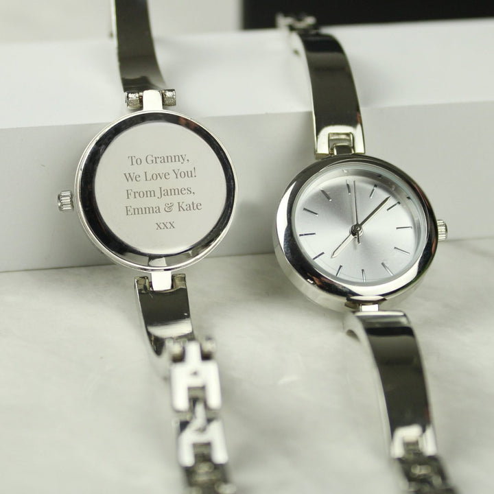 Personalised Silver Ladies Watch With Silver Slider Clasp in gift category 