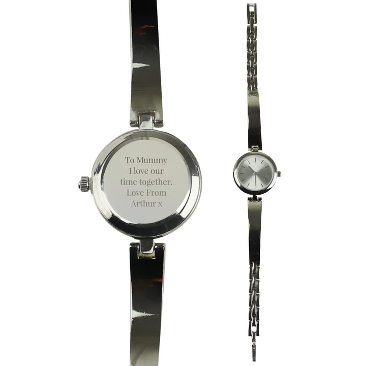 Personalised Silver Ladies Watch With Silver Slider Clasp in gift category 