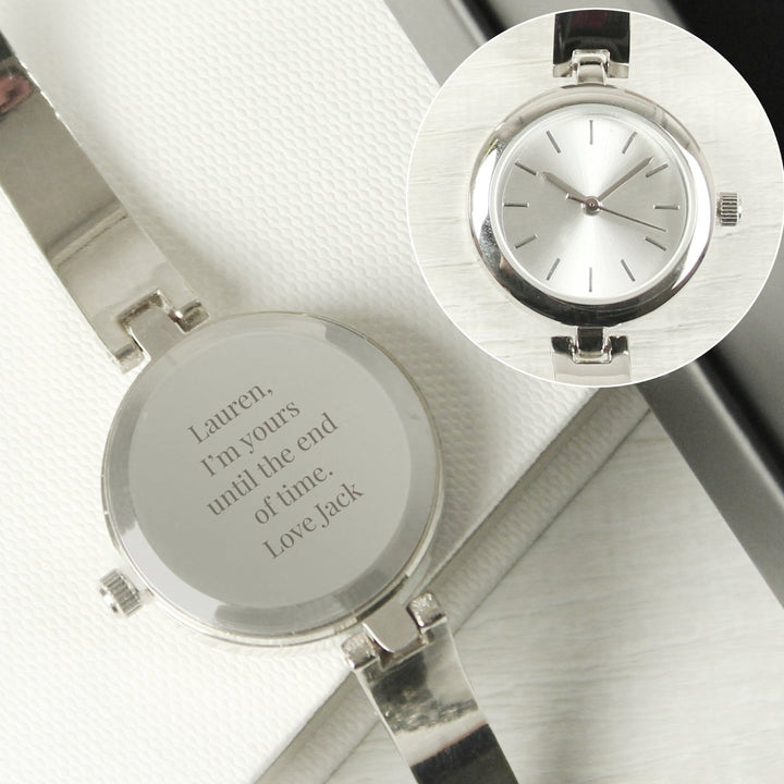 Personalised Silver Ladies Watch With Silver Slider Clasp in gift category 