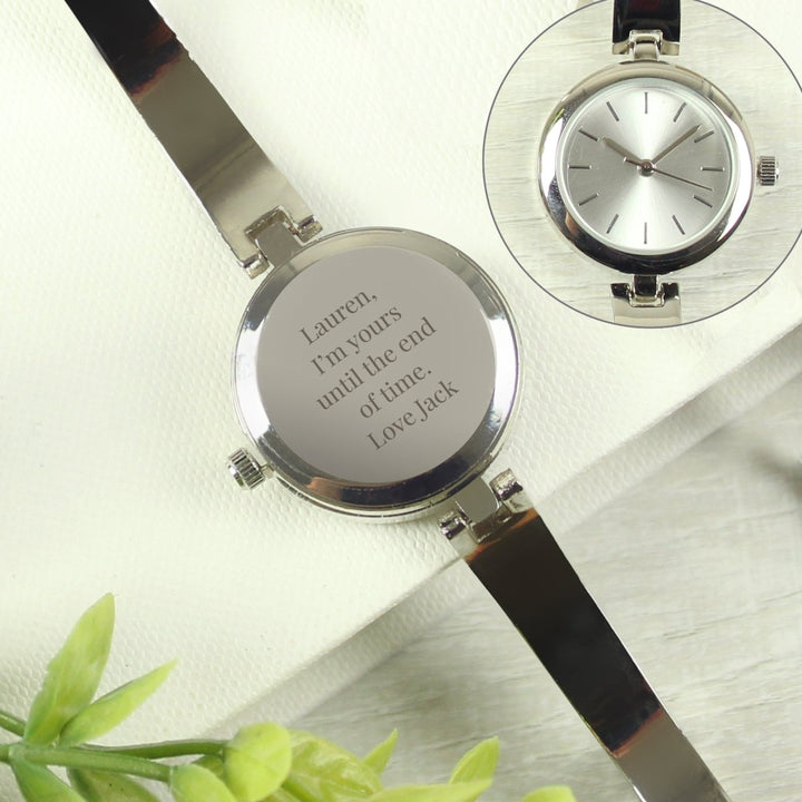 Personalised Silver Ladies Watch With Silver Slider Clasp in gift category 