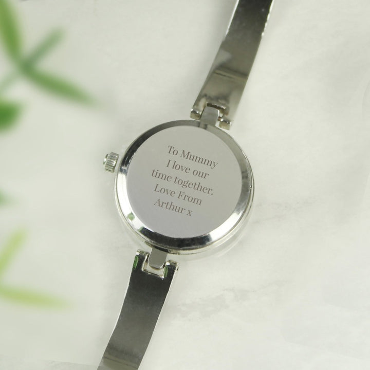 Personalised Silver Ladies Watch With Silver Slider Clasp in gift category 