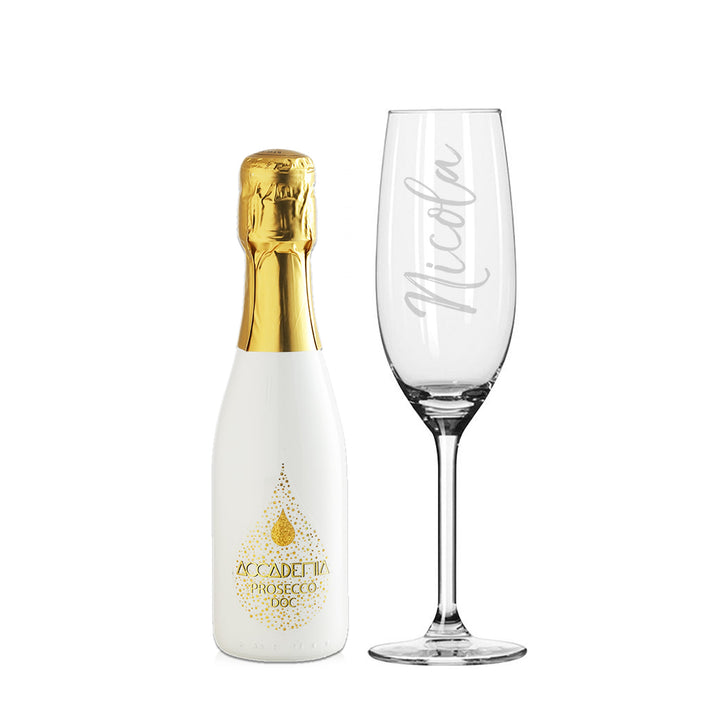 Buy Personalised Name Only Flute & Mini White Bottega Prosecco Set at www.giftsfinder.co.uk