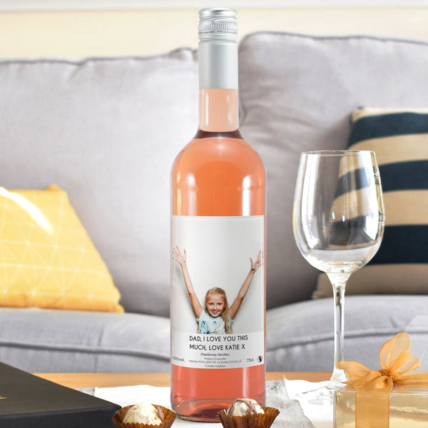 Buy Personalised Photo Upload Rose Wine at www.giftsfinder.co.uk