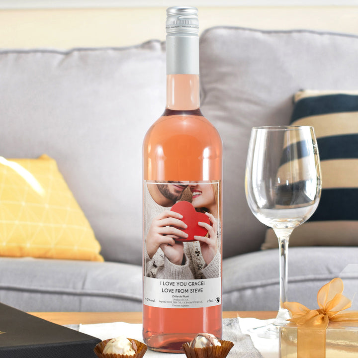 Buy Personalised Photo Upload Rose Wine at www.giftsfinder.co.uk