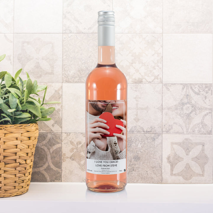 Buy Personalised Photo Upload Rose Wine at www.giftsfinder.co.uk