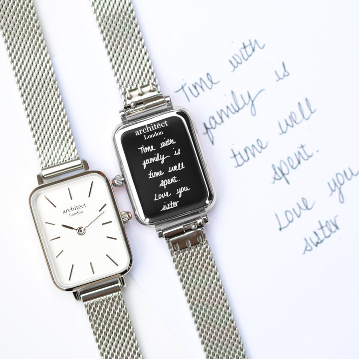 Buy Personalised Ladies Architect Lille Cloud Silver Watch - Handwriting Engraved available now at www.giftsfinder.co.uk