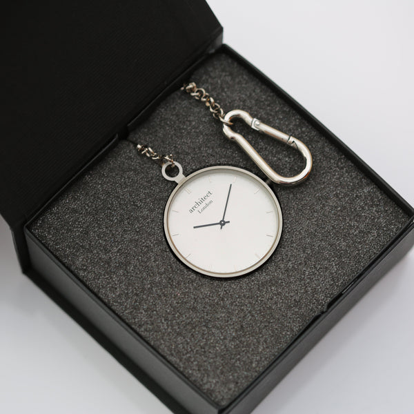 Buy Personalised Modern Pocket Watch Silver Modern Font Engraved available now at www.giftsfinder.co.uk