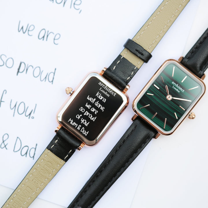 Buy Personalised Ladies Architect Lille Pine Green Watch - Handwriting Engraved available now at www.giftsfinder.co.uk