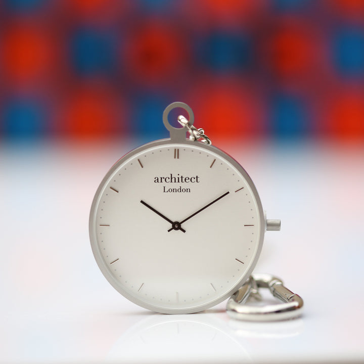 Buy Personalised Modern Pocket Watch Silver Modern Font Engraved available now at www.giftsfinder.co.uk