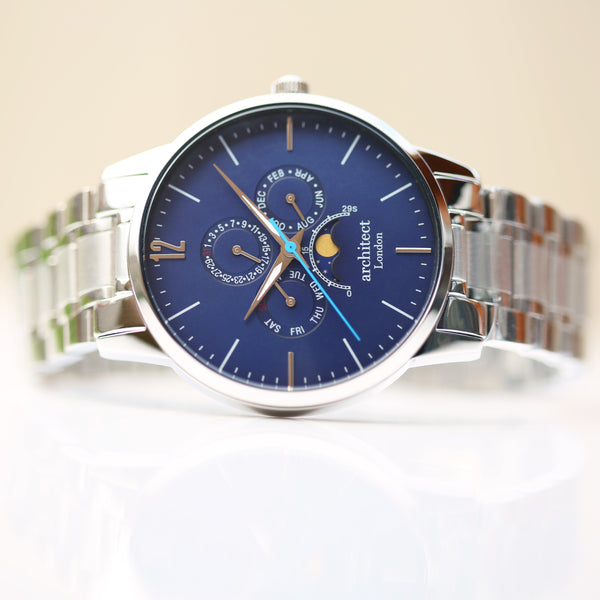 Buy Personalised Men's Architect Apollo Blue Watch Handwriting Engraved available now at www.giftsfinder.co.uk