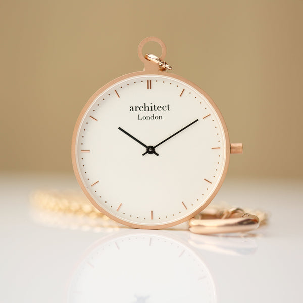 Buy Personalised Modern Pocket Watch Rose Gold Handwriting Engraved available now at www.giftsfinder.co.uk