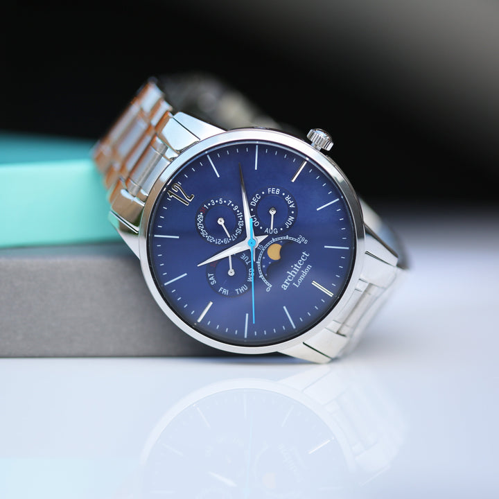 Buy Personalised Men's Architect Apollo Blue Watch Handwriting Engraved available now at www.giftsfinder.co.uk