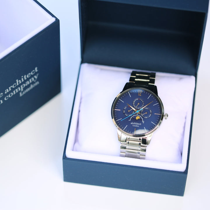 Buy Personalised Men's Architect Apollo Blue Watch Handwriting Engraved available now at www.giftsfinder.co.uk