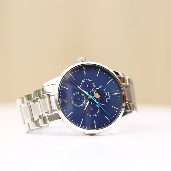 Buy Personalised Men's Architect Apollo Blue Watch Handwriting Engraved available now at www.giftsfinder.co.uk