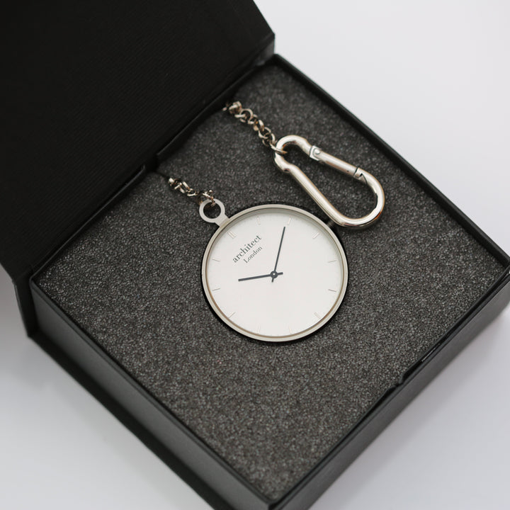 Buy Personalised Modern Pocket Watch Silver Handwriting Engraved available now at www.giftsfinder.co.uk