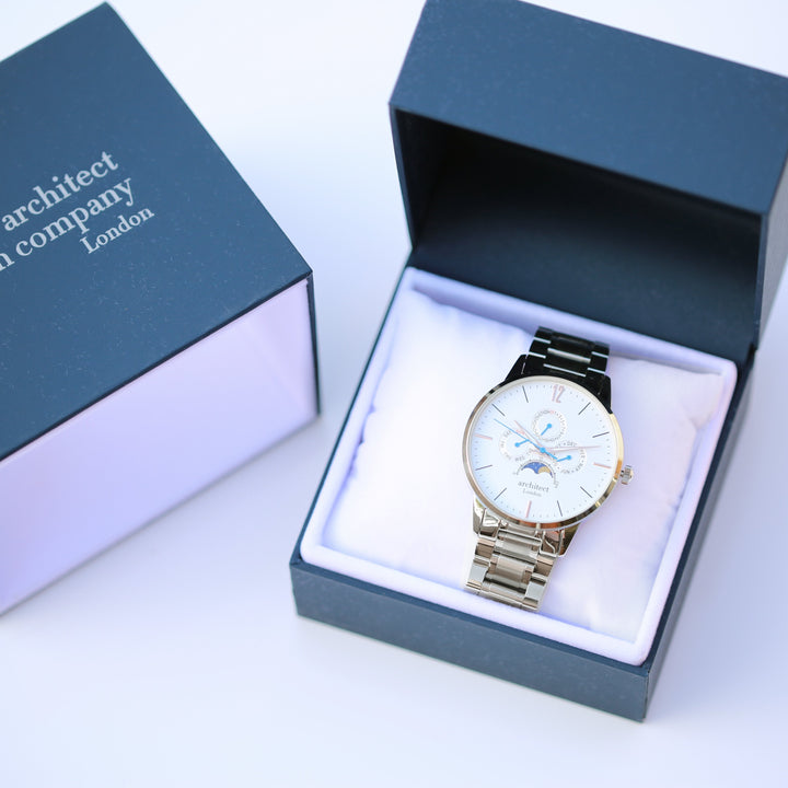 Buy Personalised Men's Architect Apollo White Watch Handwriting Engraved available now at www.giftsfinder.co.uk