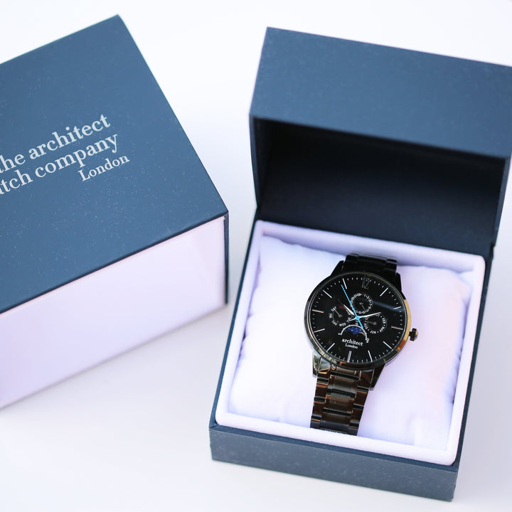 Buy Personalised Men's Architect Apollo Black Watch Handwriting Engraved available now at www.giftsfinder.co.uk