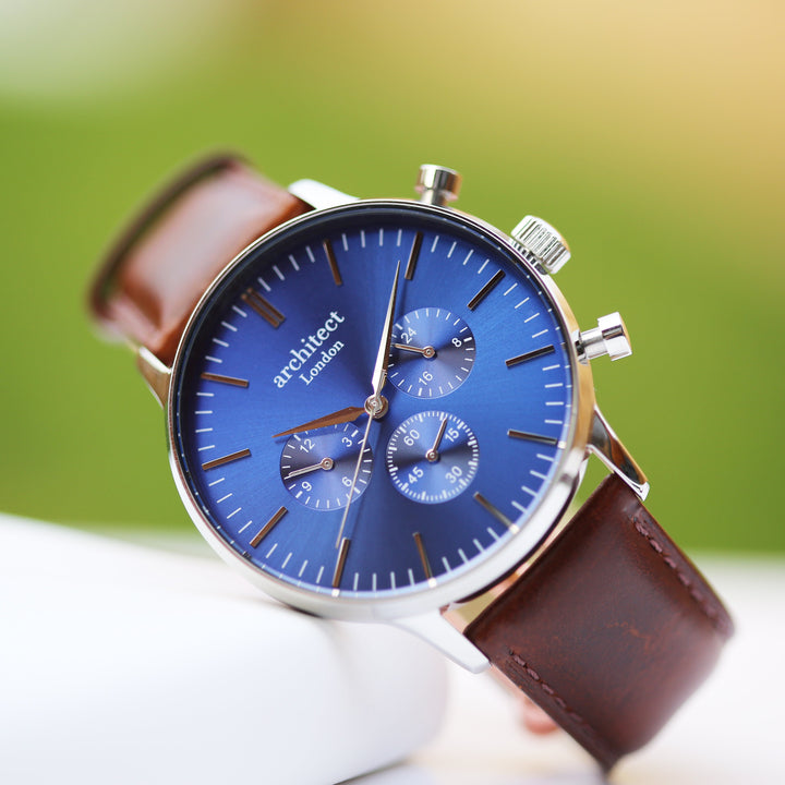 Buy Personalised Engraved Men's Architect Motivator Watch With Walnut Strap available now at www.giftsfinder.co.uk