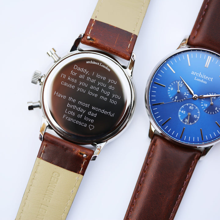 Buy Personalised Engraved Men's Architect Motivator Watch With Walnut Strap available now at www.giftsfinder.co.uk