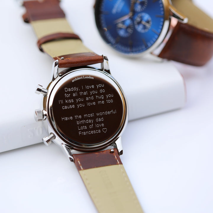 Buy Personalised Engraved Men's Architect Motivator Watch With Walnut Strap available now at www.giftsfinder.co.uk