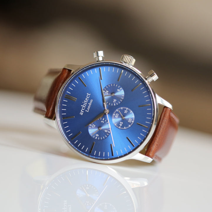 Buy Personalised Engraved Men's Architect Motivator Watch With Walnut Strap available now at www.giftsfinder.co.uk