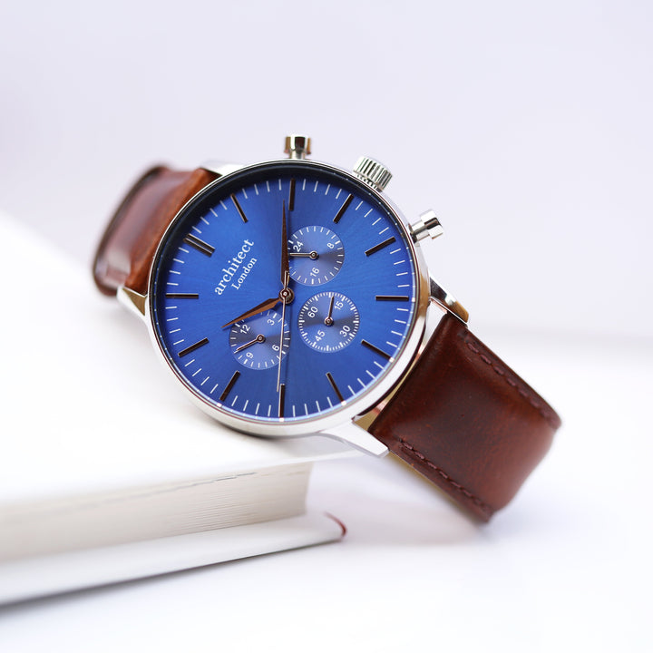 Buy Personalised Engraved Men's Architect Motivator Watch With Walnut Strap available now at www.giftsfinder.co.uk