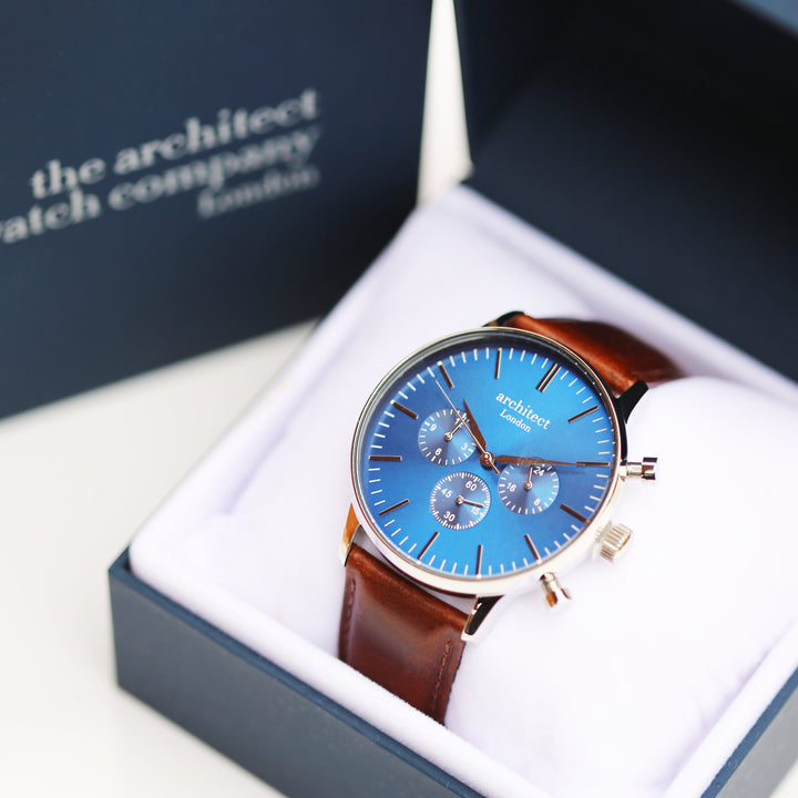 Buy Personalised Engraved Men's Architect Motivator Watch With Walnut Strap available now at www.giftsfinder.co.uk