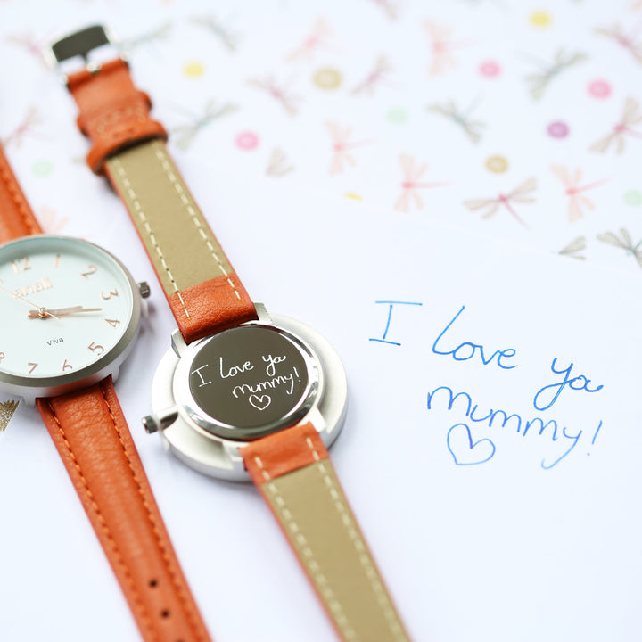 Personalised Women's Anaii Watch Handwriting Engraved Blush Red in gift category Personalised Watches