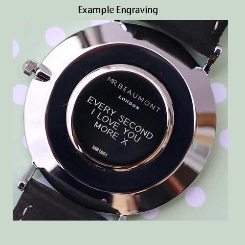 Buy Personalised Mr Beaumont Engraved Vegan Watch Black Face at www.giftsfinder.co.uk