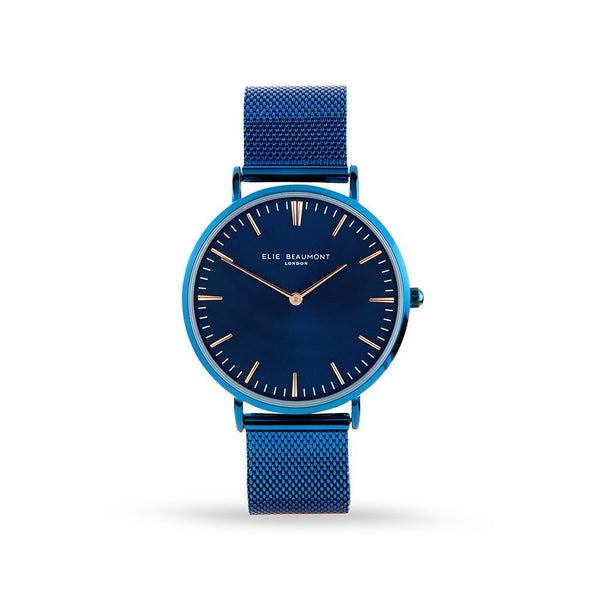 Buy Personalised Minimalist Watch Elie Beaumont Electric Blue available now at www.giftsfinder.co.uk