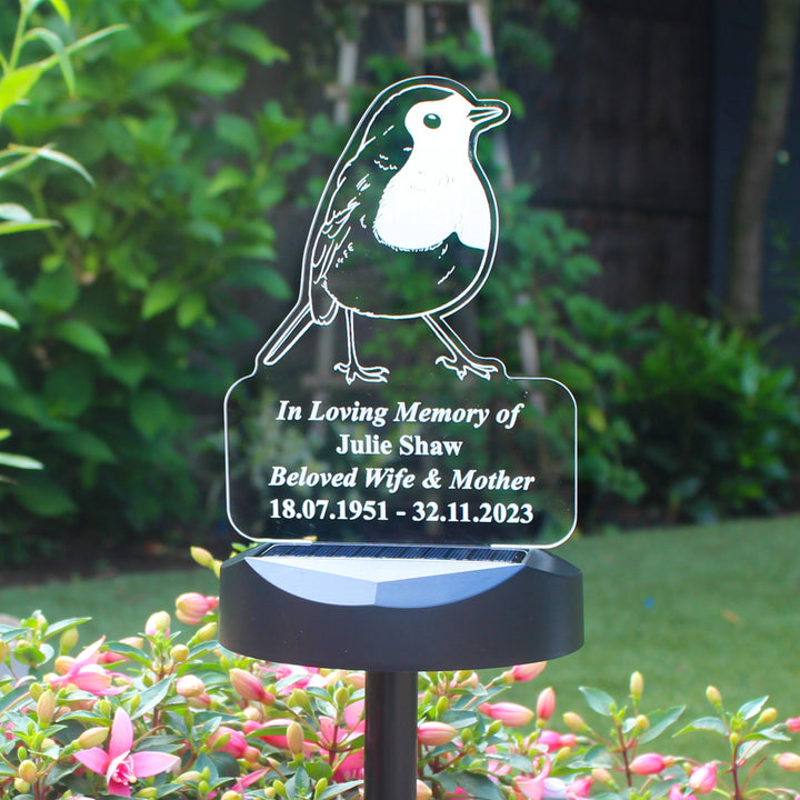 Personalised Robin Memorial Outdoor Solar Light in gift category Personalised LED Lights & Candles