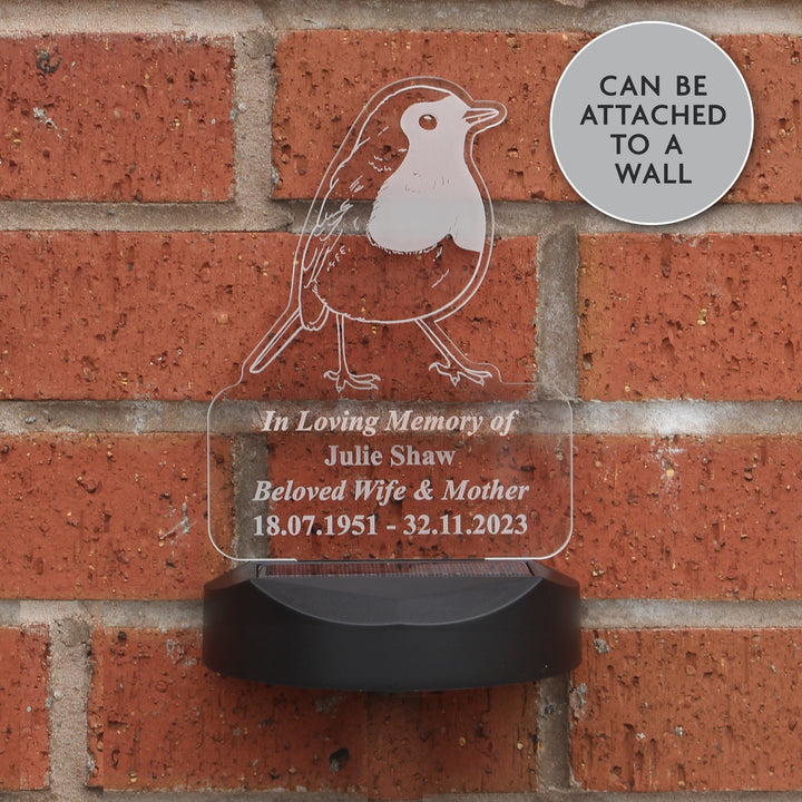 Personalised Robin Memorial Outdoor Solar Light in gift category 