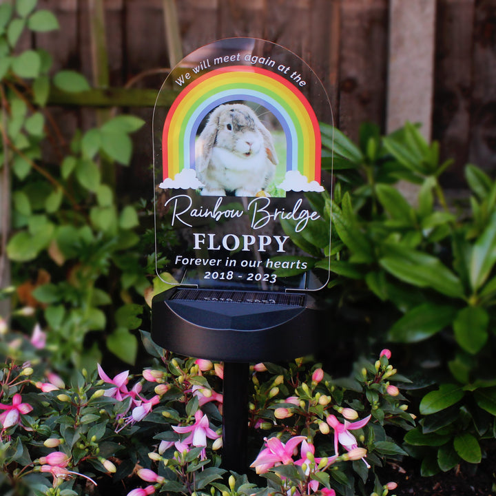 Personalised Rainbow Bridge Pet Memorial Outdoor Solar Light in gift category Personalised LED Lights & Candles