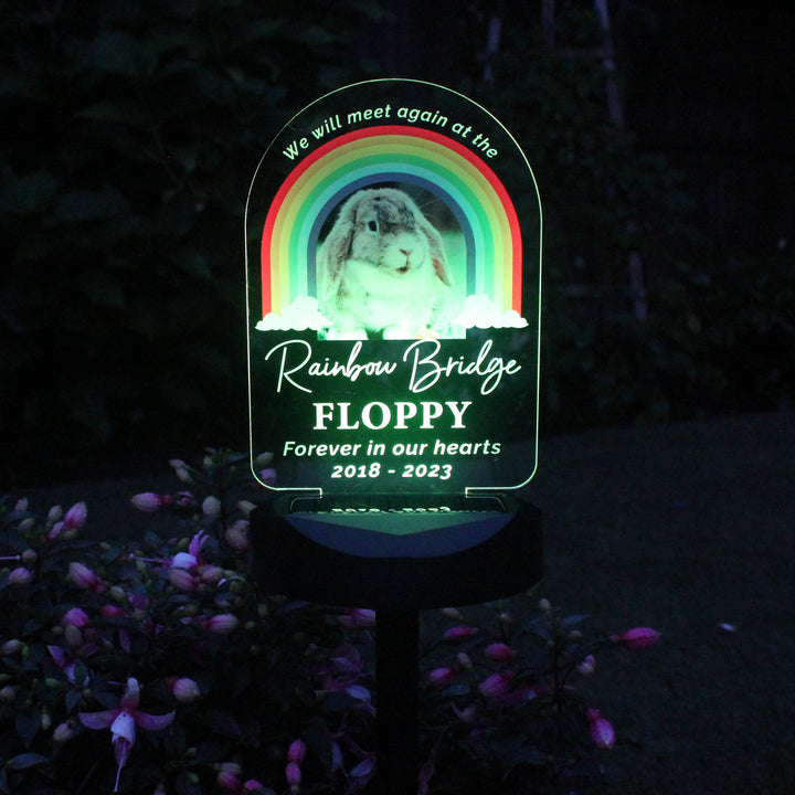 Personalised Rainbow Bridge Pet Memorial Outdoor Solar Light in gift category 