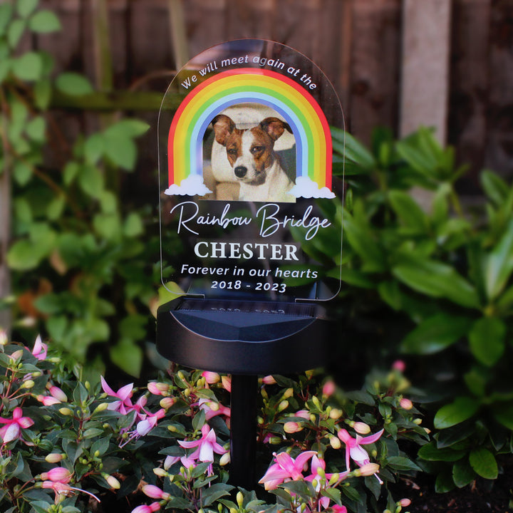 Personalised Rainbow Bridge Pet Memorial Outdoor Solar Light in gift category 