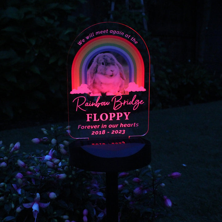 Personalised Rainbow Bridge Pet Memorial Outdoor Solar Light in gift category 