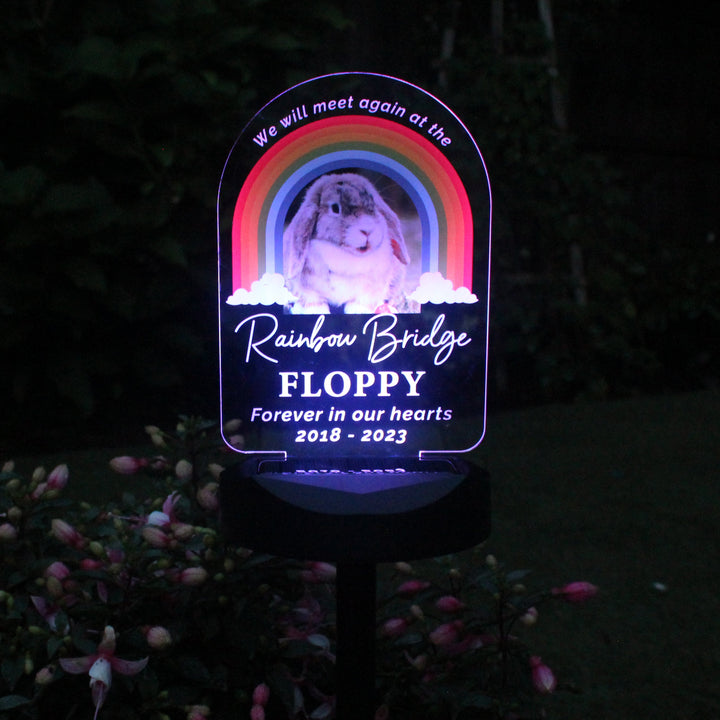 Personalised Rainbow Bridge Pet Memorial Outdoor Solar Light in gift category 