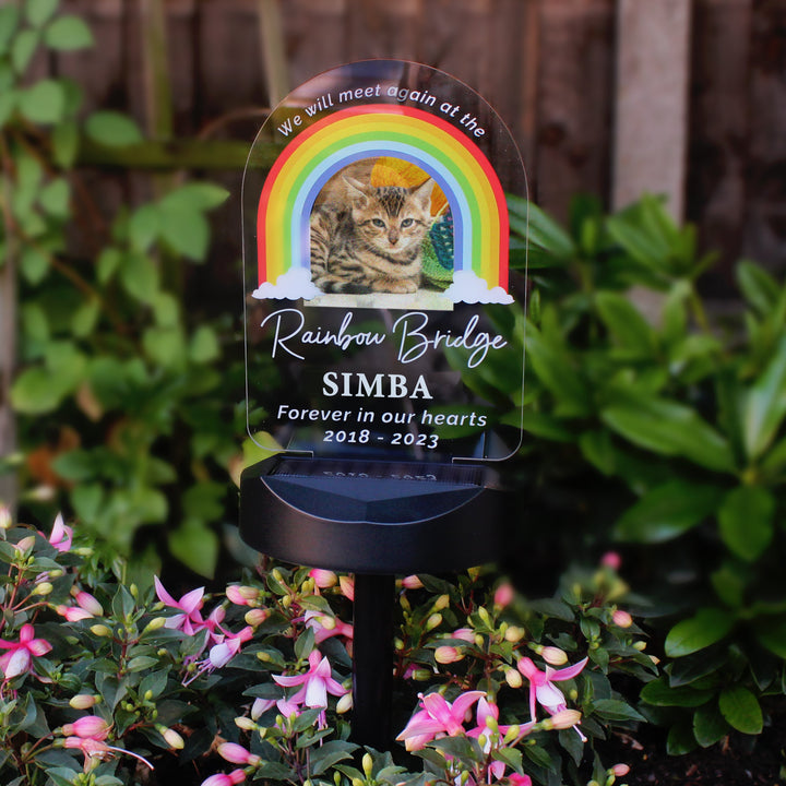 Personalised Rainbow Bridge Pet Memorial Outdoor Solar Light in gift category 