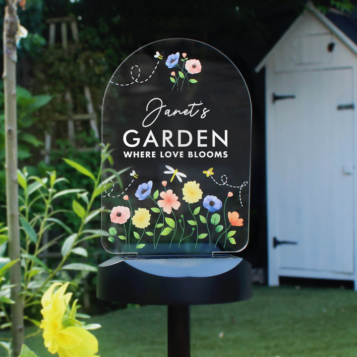 Buy Personalised Flower Garden Outdoor Solar Light available now at www.giftsfinder.co.uk